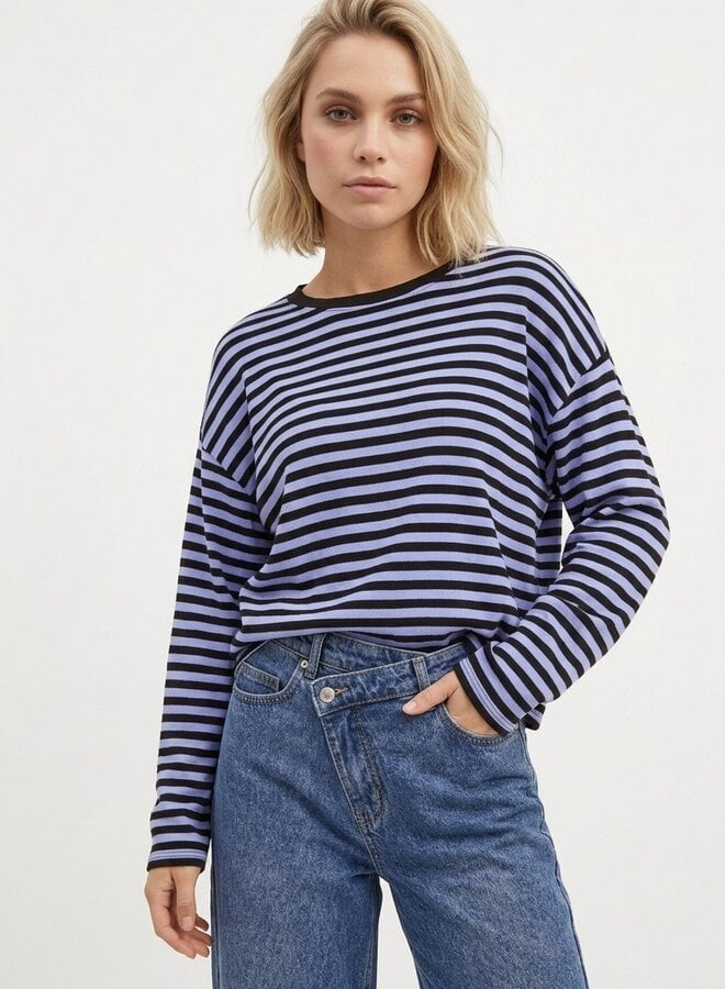 Longsleeve gestreept bruin blauw