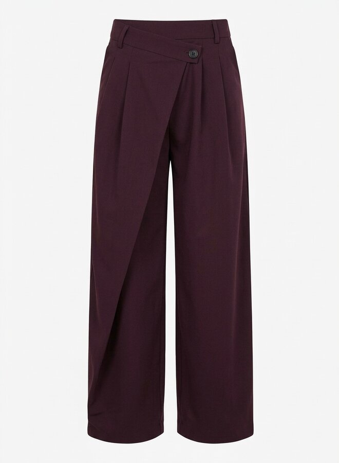 Broek met plooi bordeaux rood