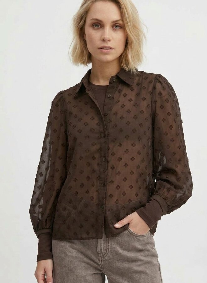 Blouse met patroon Geraldine chocolade
