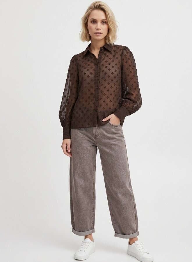 Blouse met patroon Geraldine chocolade