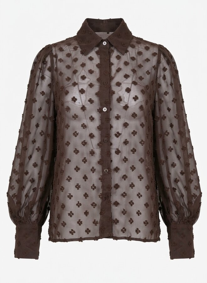 Blouse met patroon Geraldine chocolade