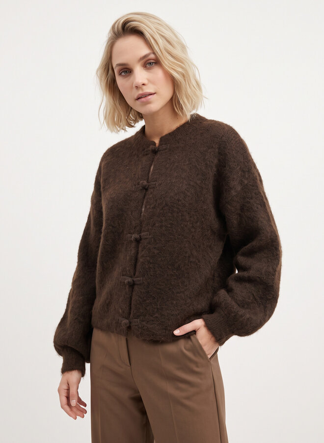 Zacht vest brandebourg bruin