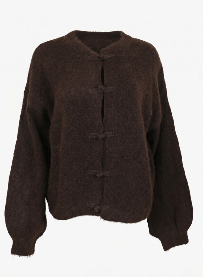 Zacht vest brandebourg bruin