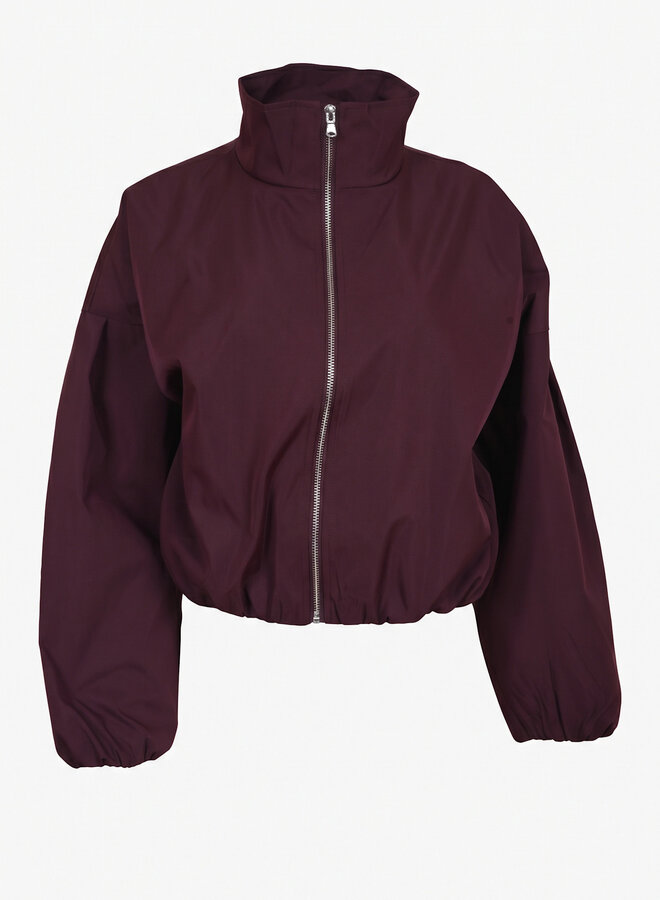 Jacket hoge hals met rits bordeaux rood