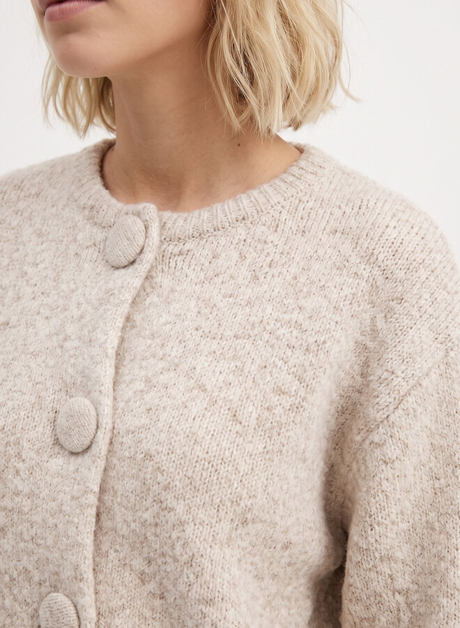 Vest lange mouw met grote knopen beige