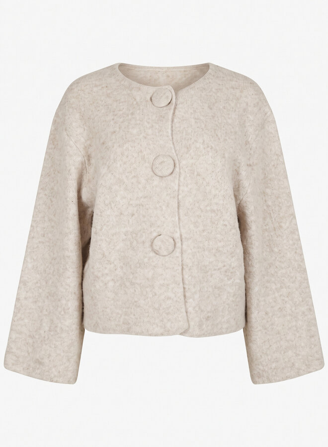 Vest lange mouw met grote knopen beige