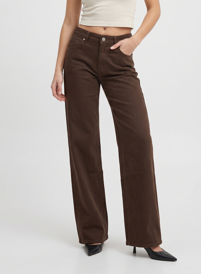 Wide leg jeans extra tall chocolade bruin