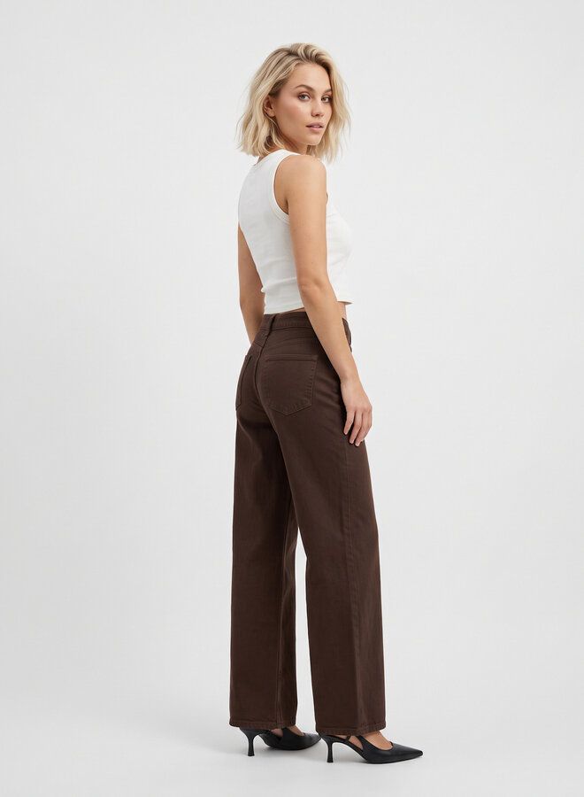 Wide leg jeans extra tall chocolade bruin