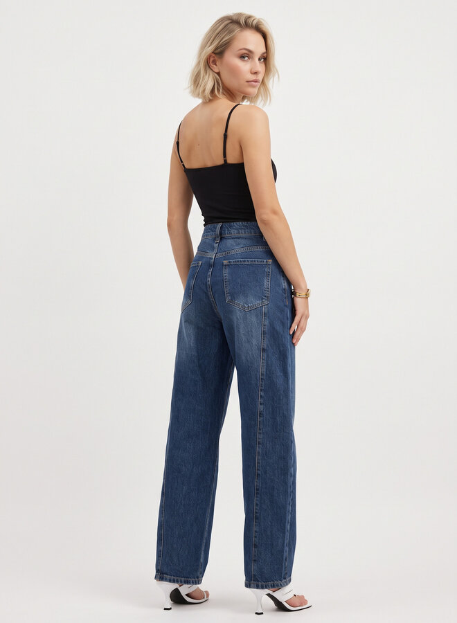 Barrel jeans extra tall dubbele naad blauw