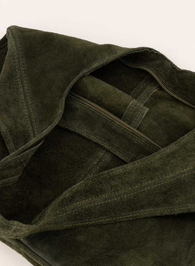 Shopper tas suede groen
