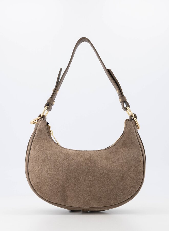 Leren tas Gwenny suede taupe