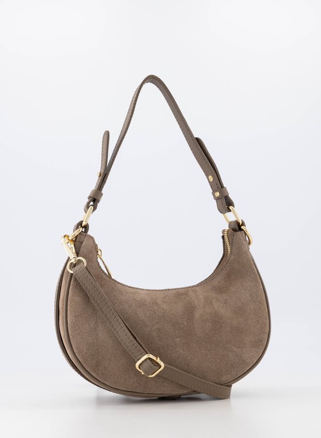 Leren tas Gwenny suede taupe