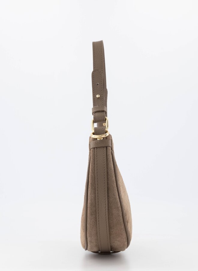 Leren tas Gwenny suede taupe