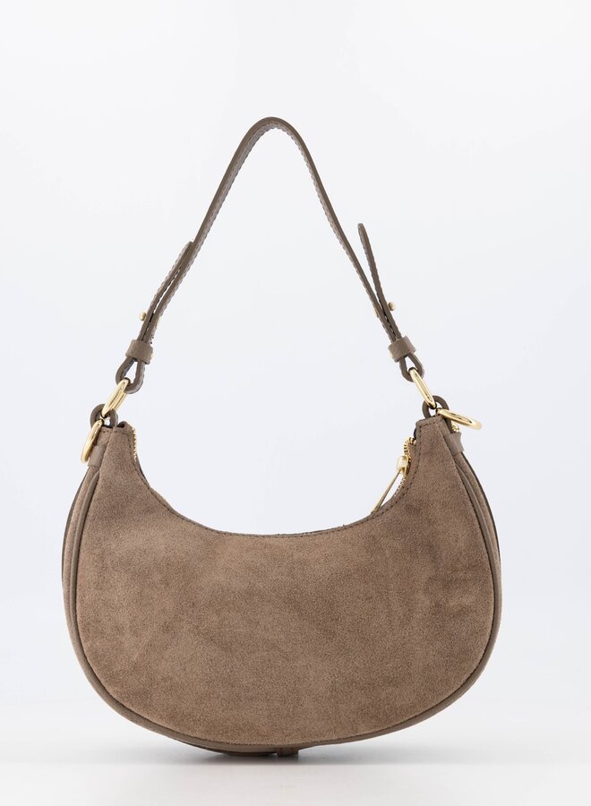 Leren tas Gwenny suede taupe