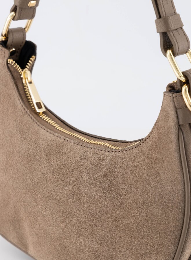 Leren tas Gwenny suede taupe