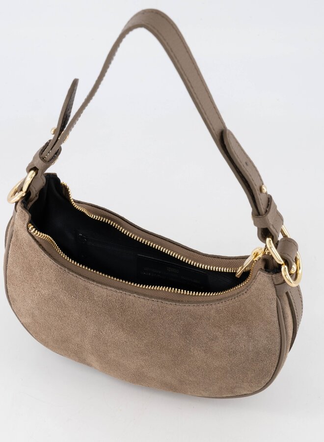 Leren tas Gwenny suede taupe