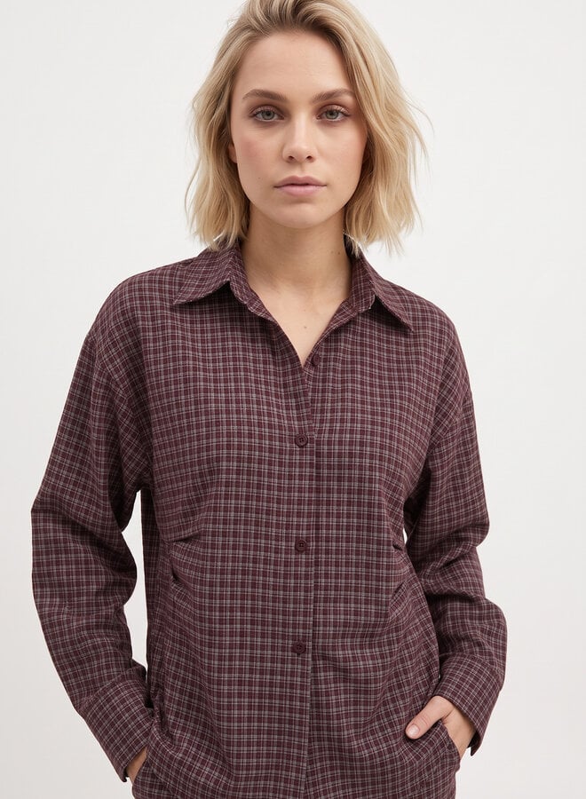Blouse met ruit bordeaux rood