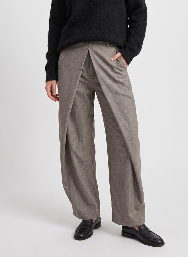 Wijde pinstripe pantalon beige