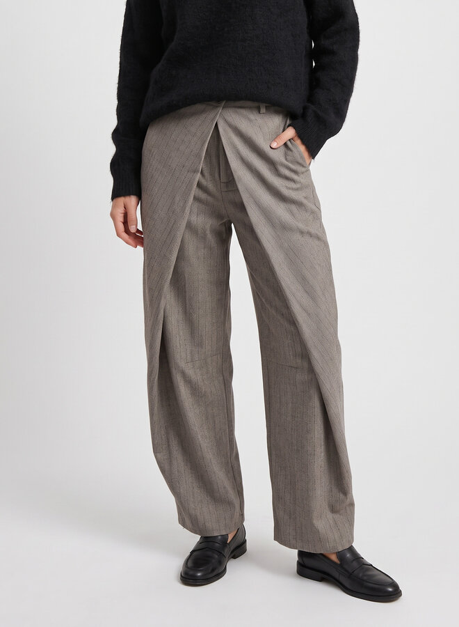 Wijde pinstripe pantalon beige