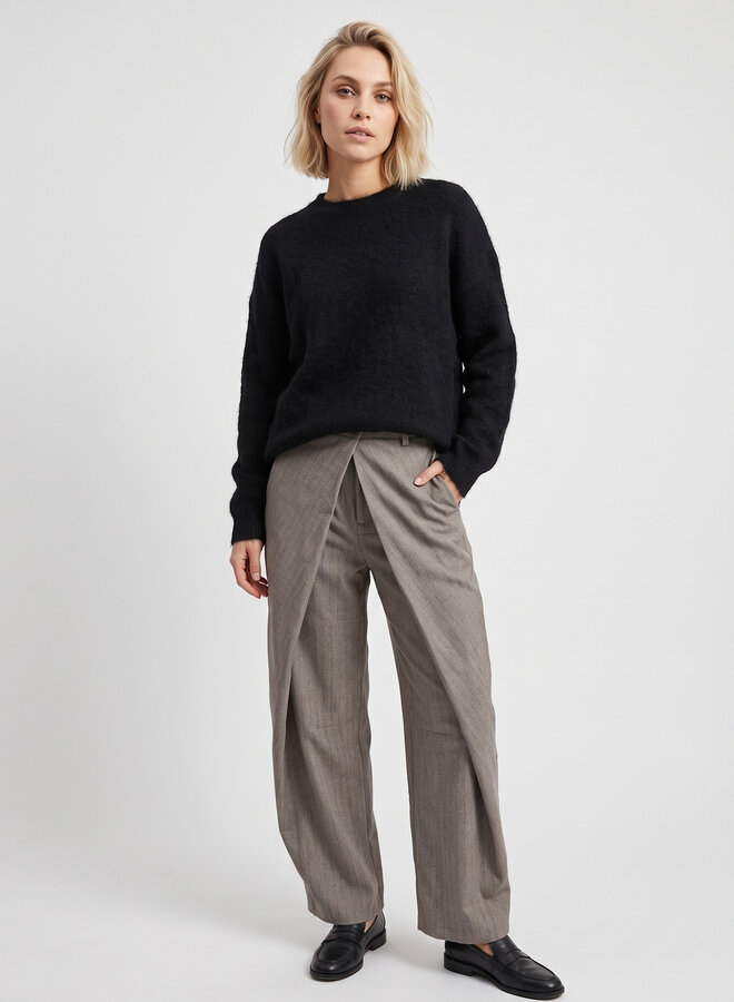 Wijde pinstripe pantalon beige