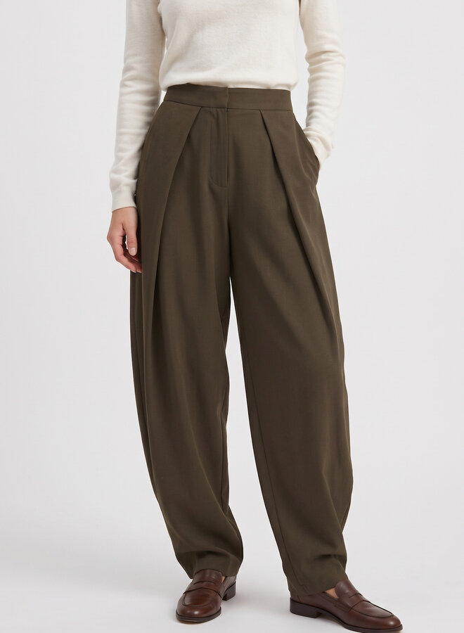 Pantalon met wijde plooi Eva groen