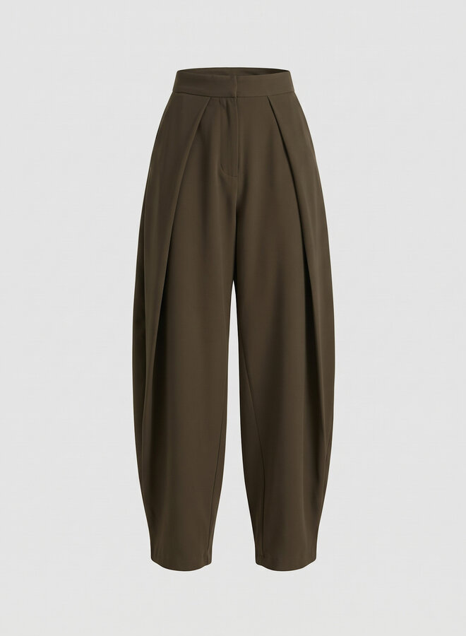 Pantalon met wijde plooi Eva groen