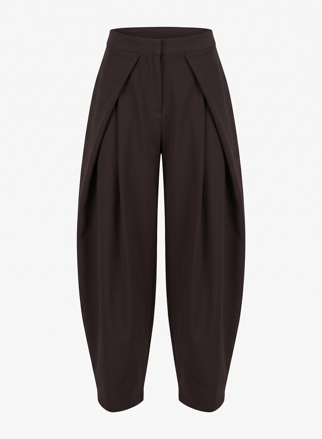 Pantalon met wijde plooi Eva bruin