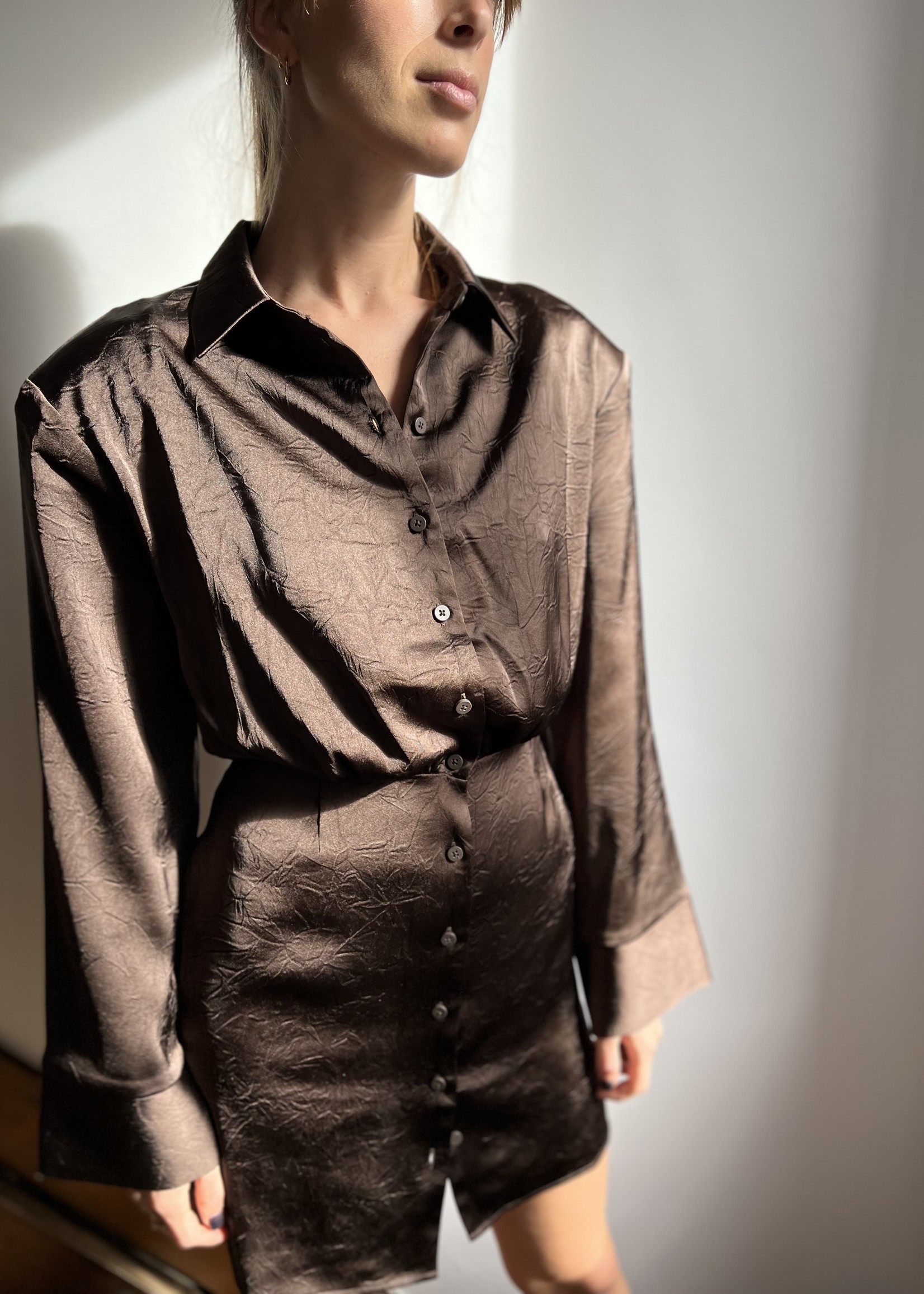 Oval Square OSpolish shirt dress - dark oak