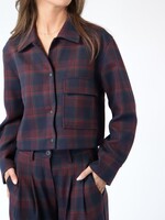 Thea - Cropped Jacket - Blue & Burgundy