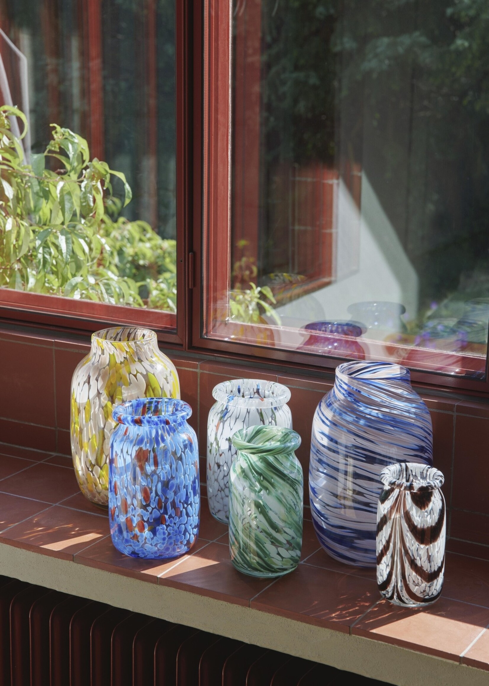 Hay Splash Vase Round-Large-Light pink and blue