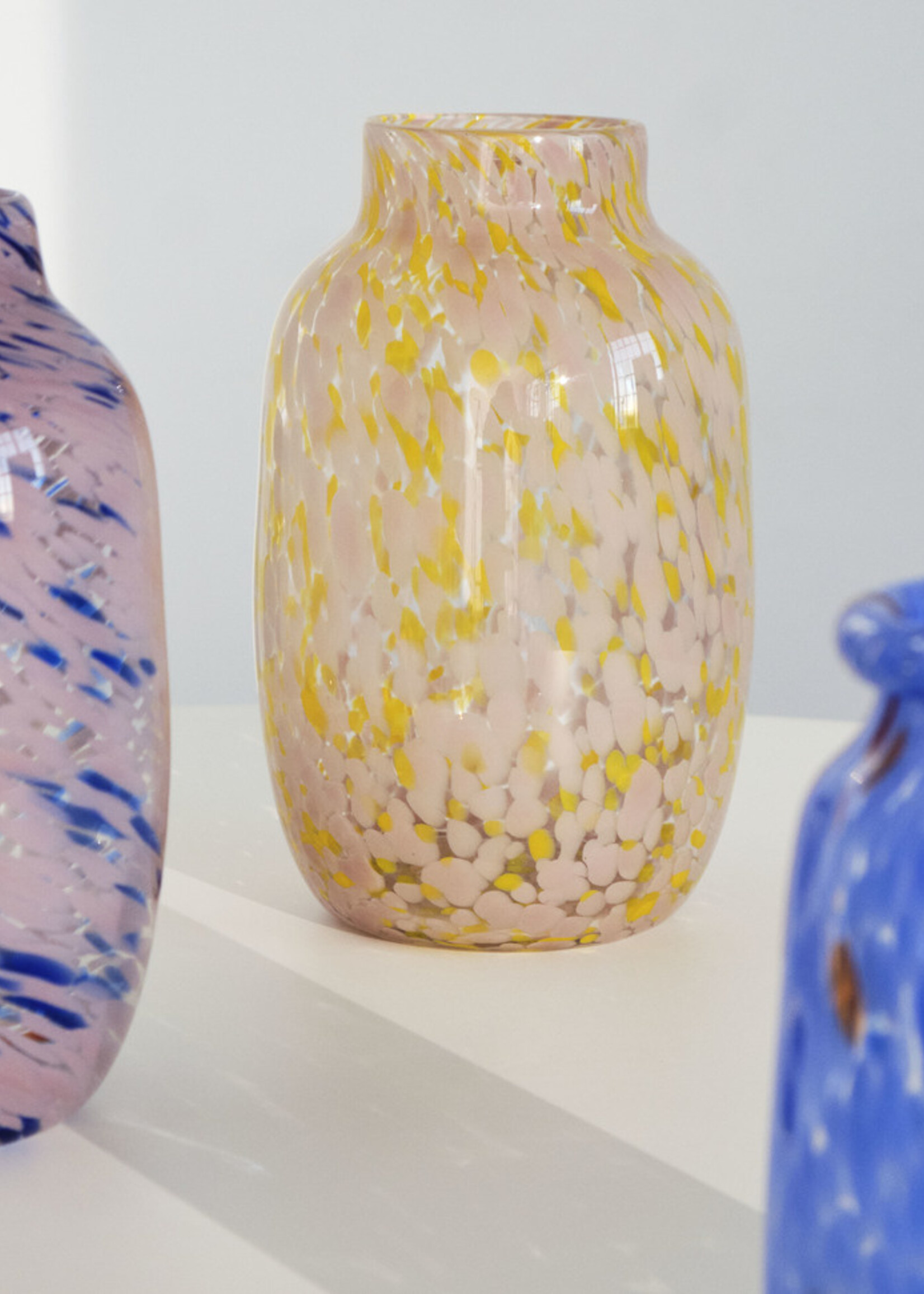 Hay Splash Vase Round-Large-Light pink and blue