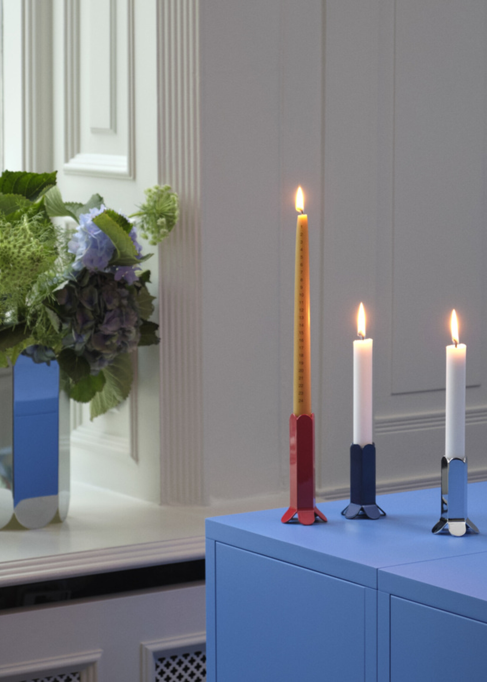 Hay Arcs Candleholder-Small-Dark Blue