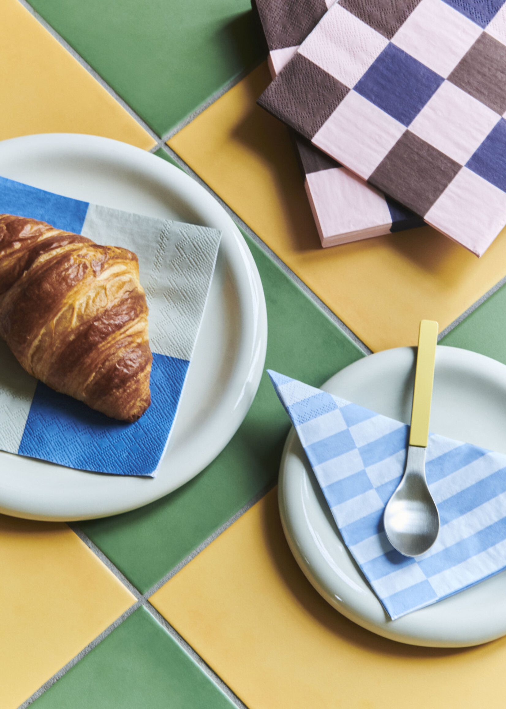 Hay Pattern Napkins-Light pink, bordeaux and black M check