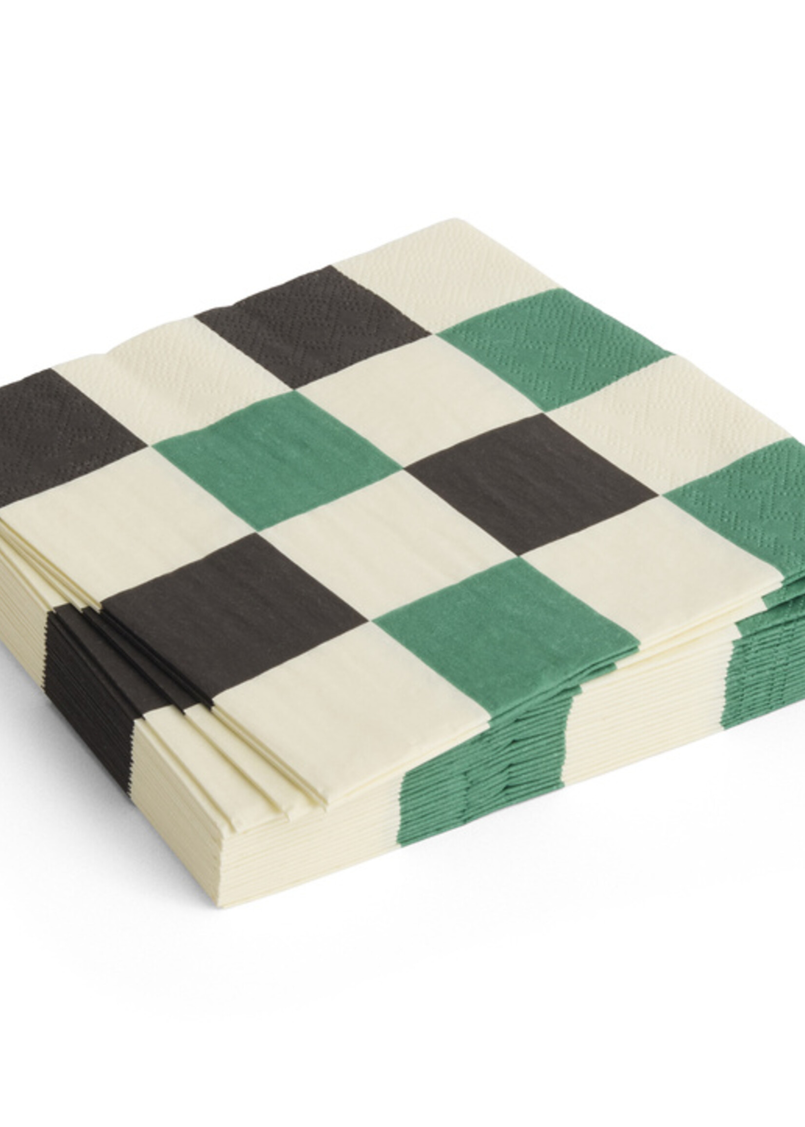 Hay Pattern Napkins-Off-white, green and black M check