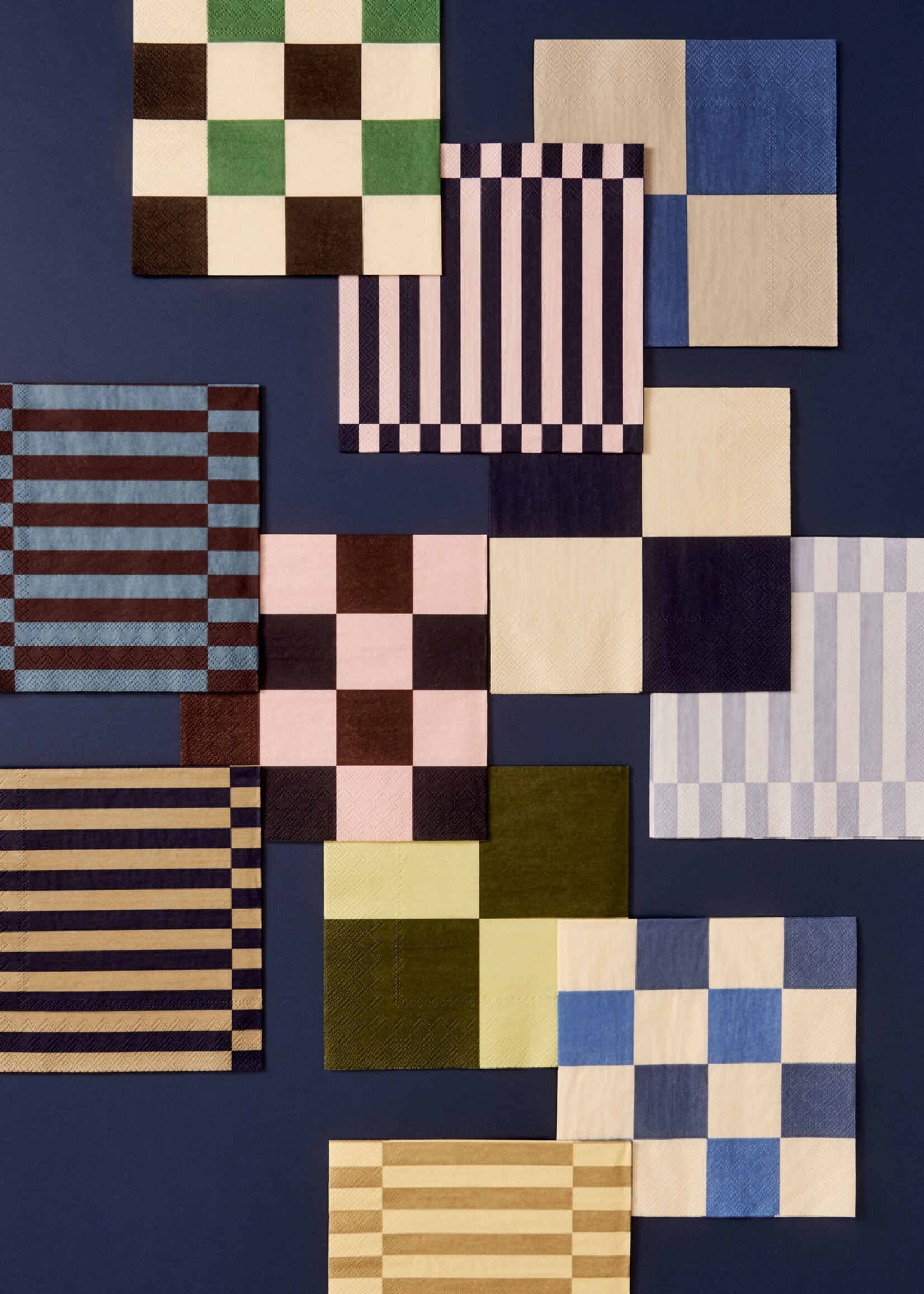 Hay Pattern Napkins-Off-white and blues M check