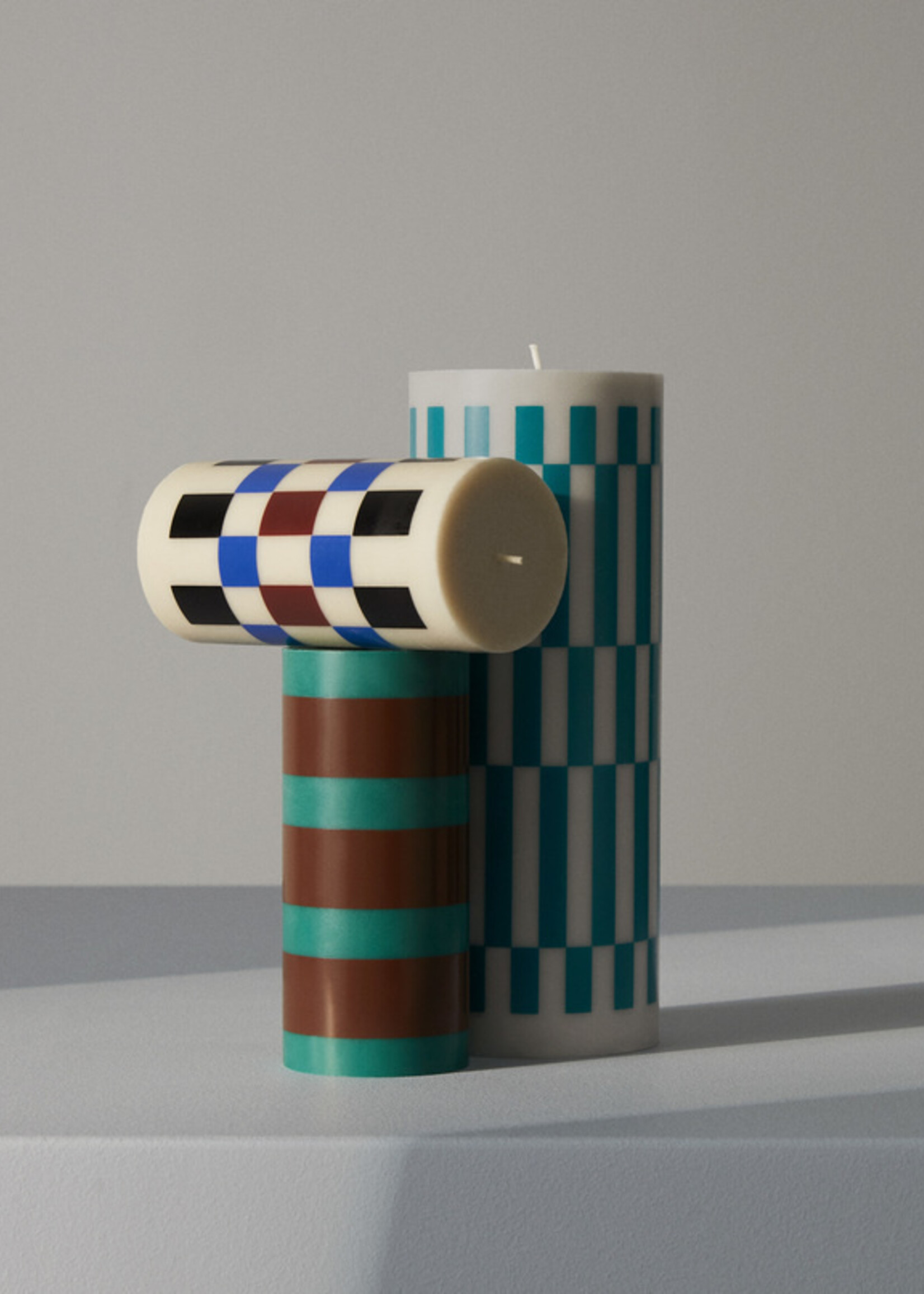 Hay Column Candle-Small-Green and brown