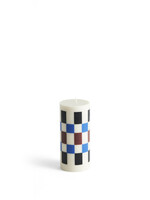 Hay Column Candle-Small-Off-white and blues