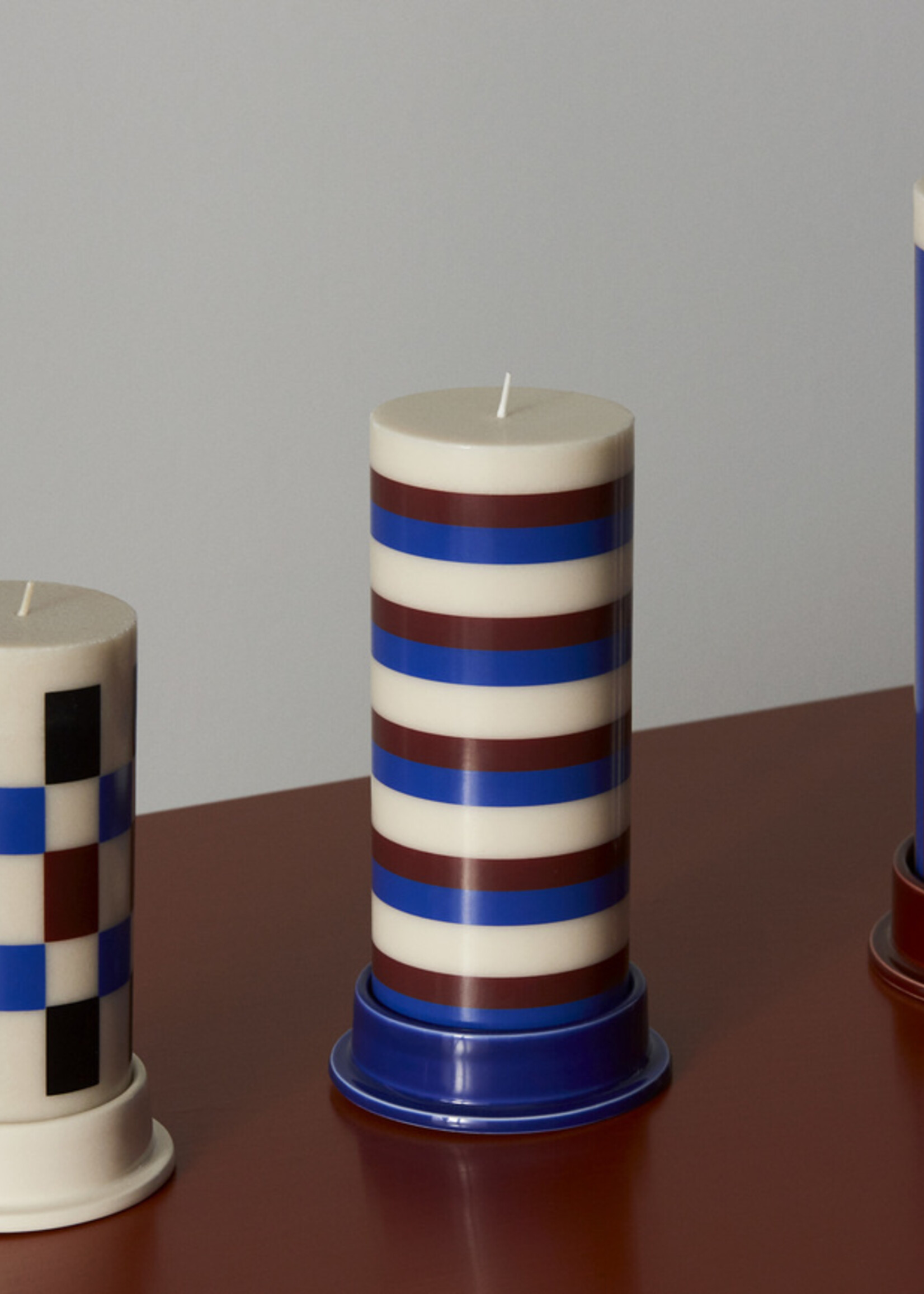 Hay Column Candle-Small-Off-white and blues
