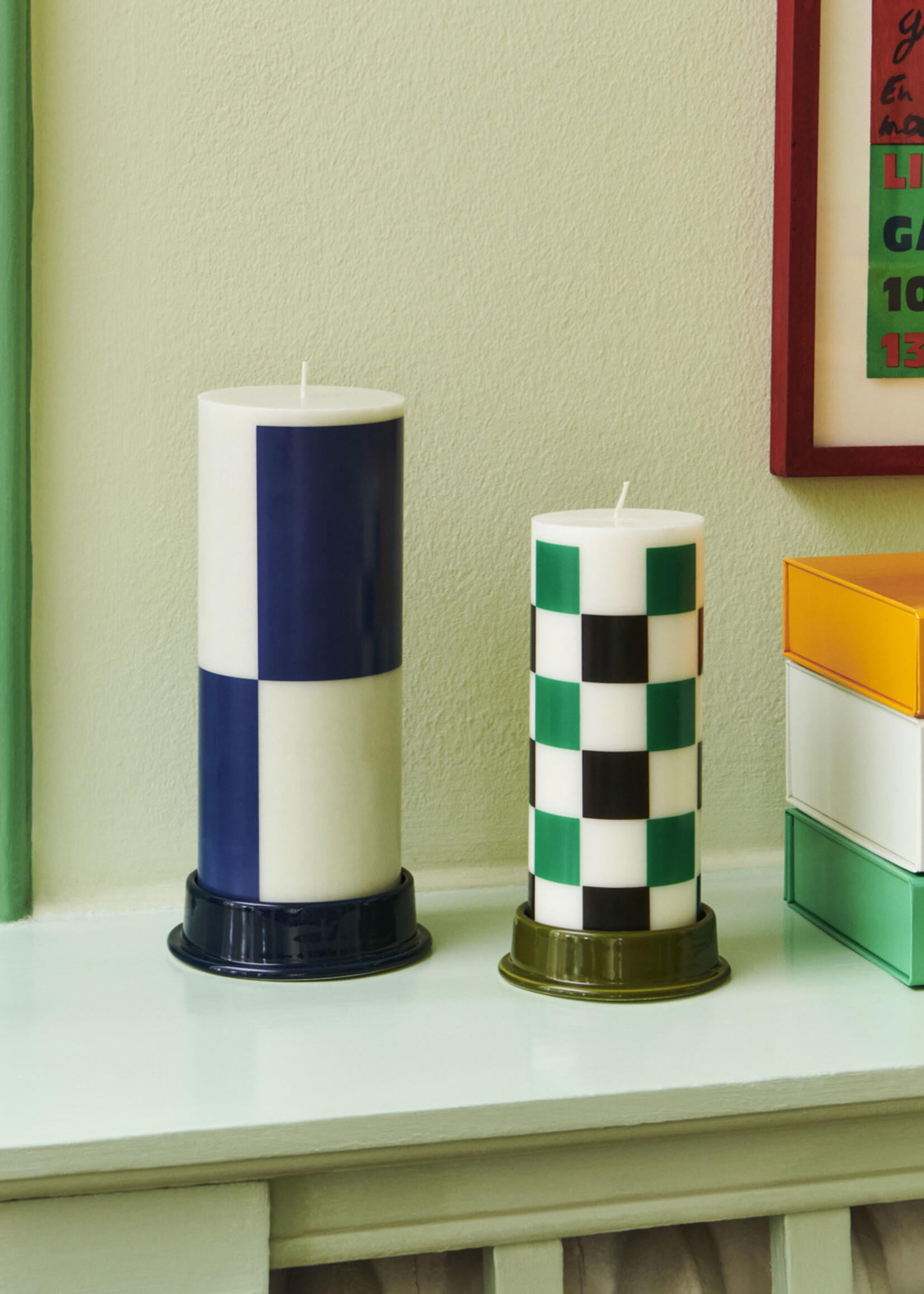 Hay Column Candleholder-Large-Midnight blue