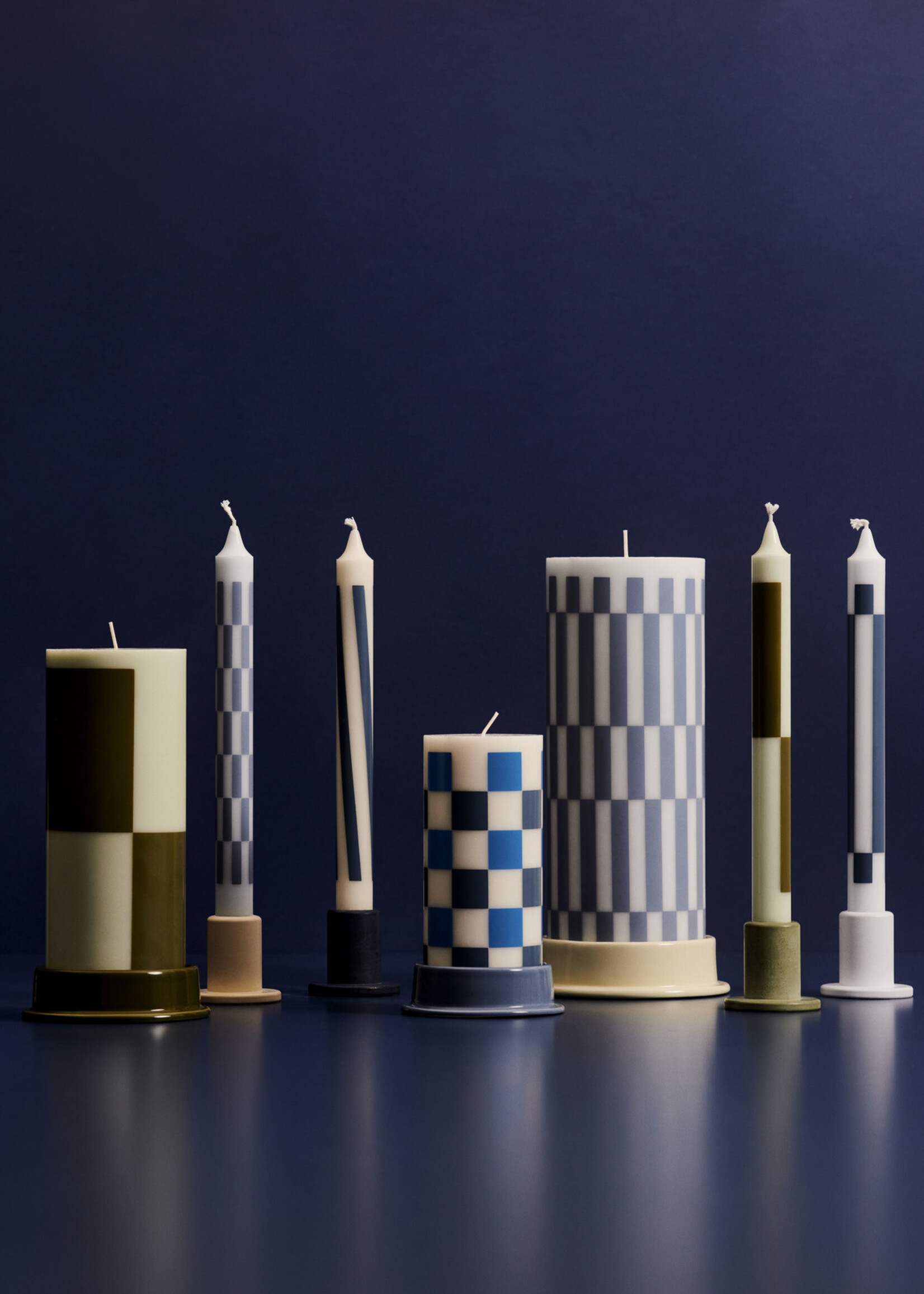 Hay Column Candleholder-Small-Sky blue