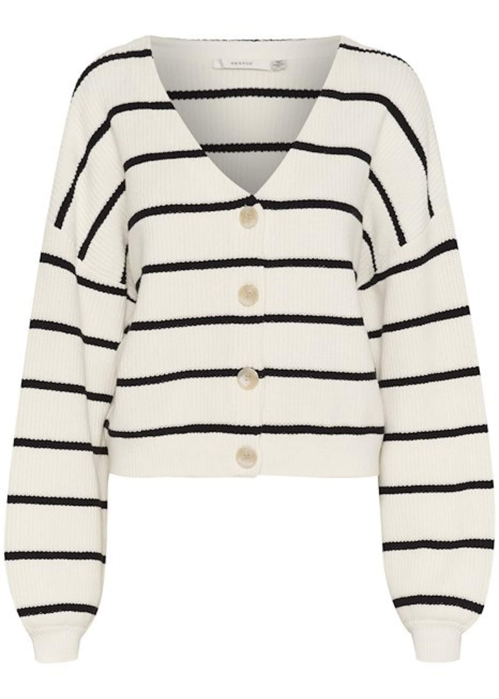 Gestuz MebaGZ cardigan striped - Egret with black