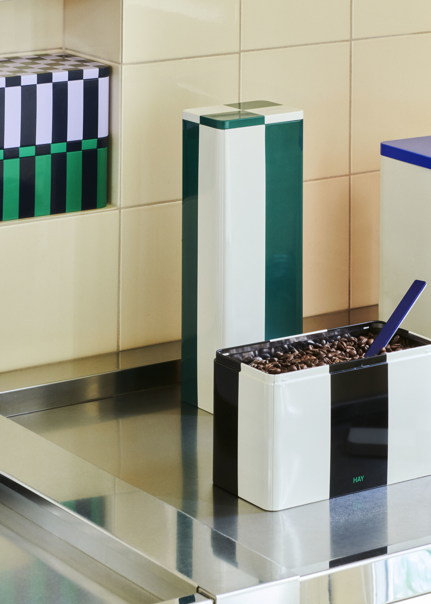 Hay Tin Container - Small - Dark blue and lavender