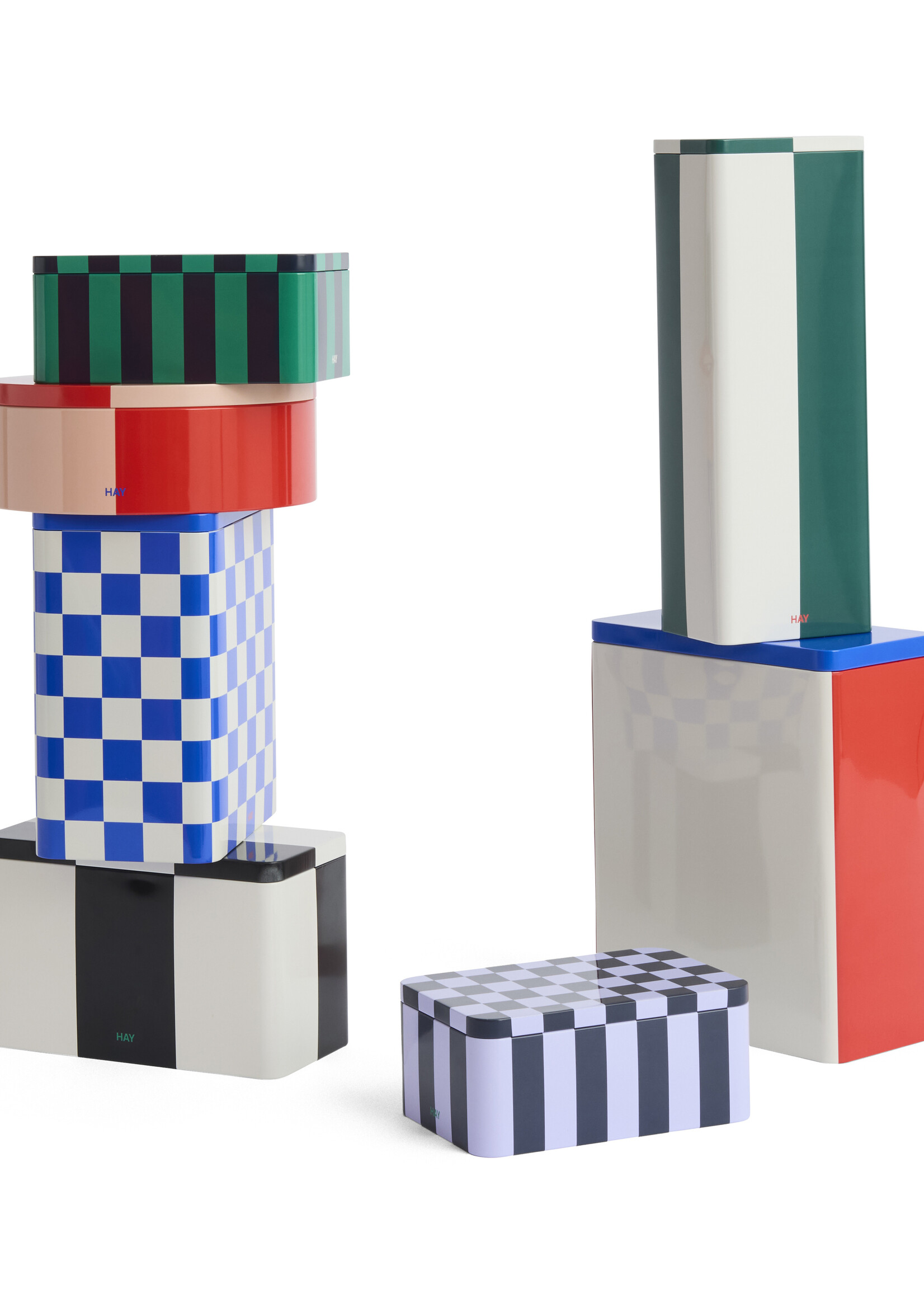 Hay Tin Container - Small - Dark blue and lavender