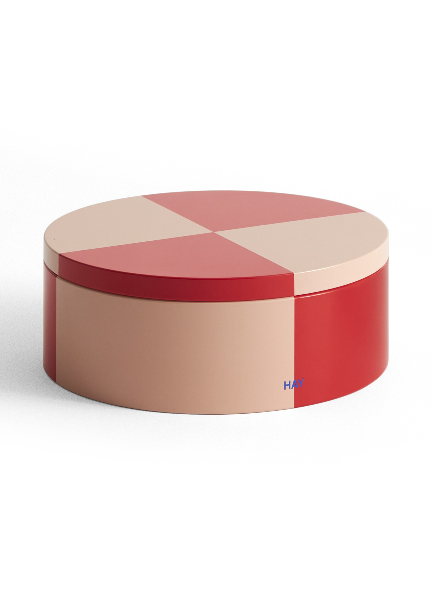 Hay Tin Container - Round - Red and soft pink