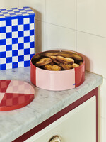 Hay Tin Container - Round - Red and soft pink