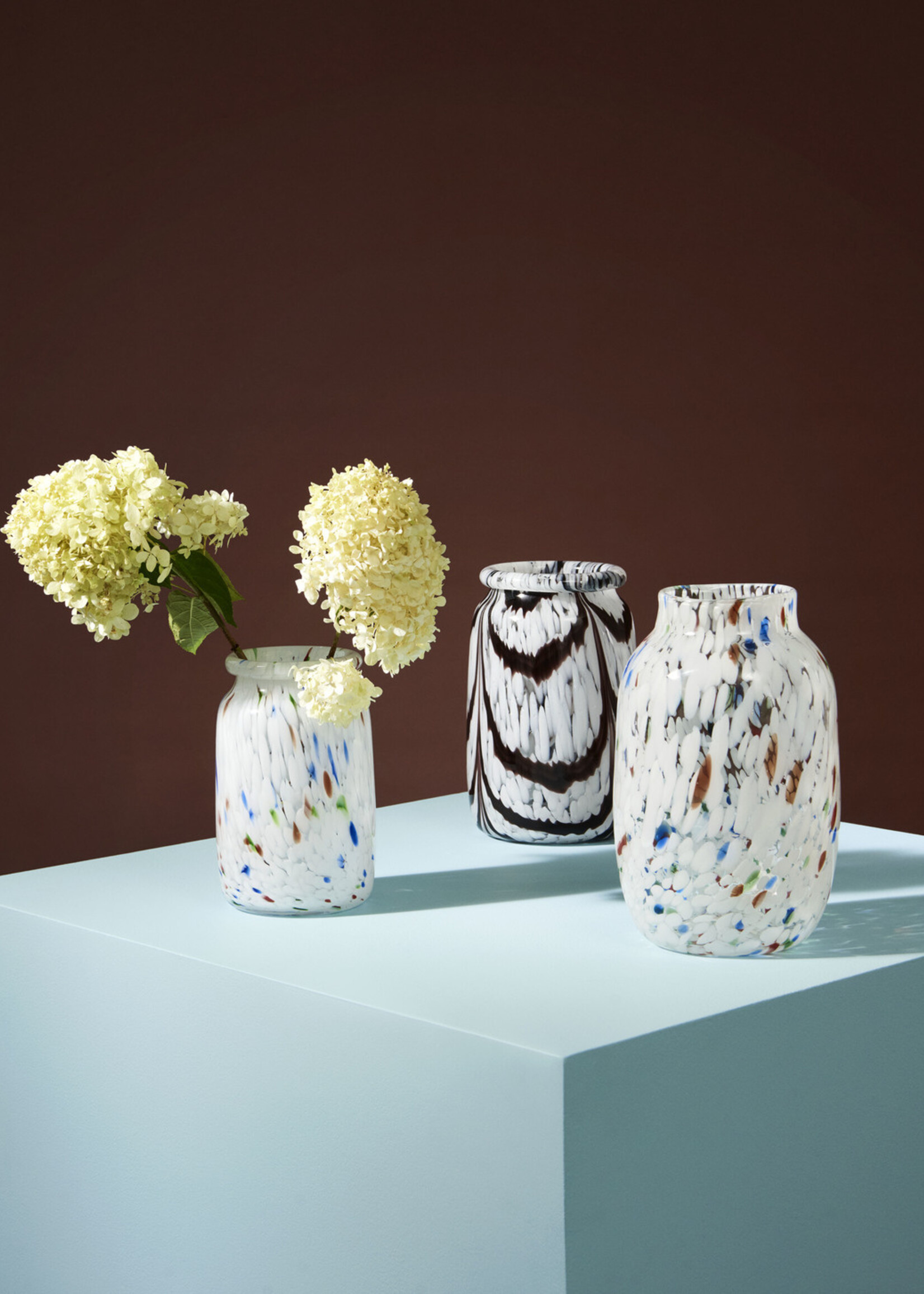 Hay Splash Vase rollneck - Medium - White dot