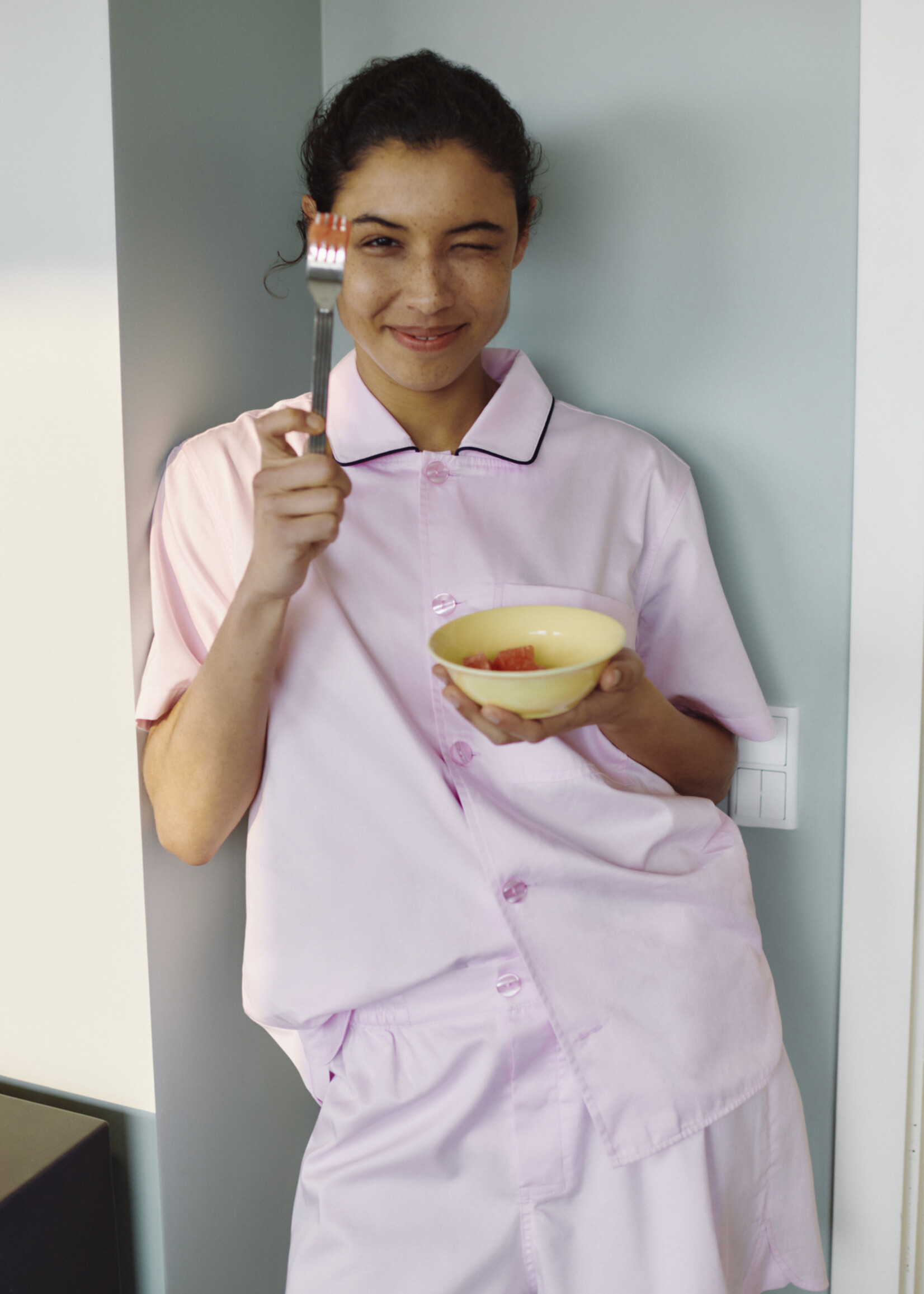 Hay Outline pyjama shirt - Soft pink