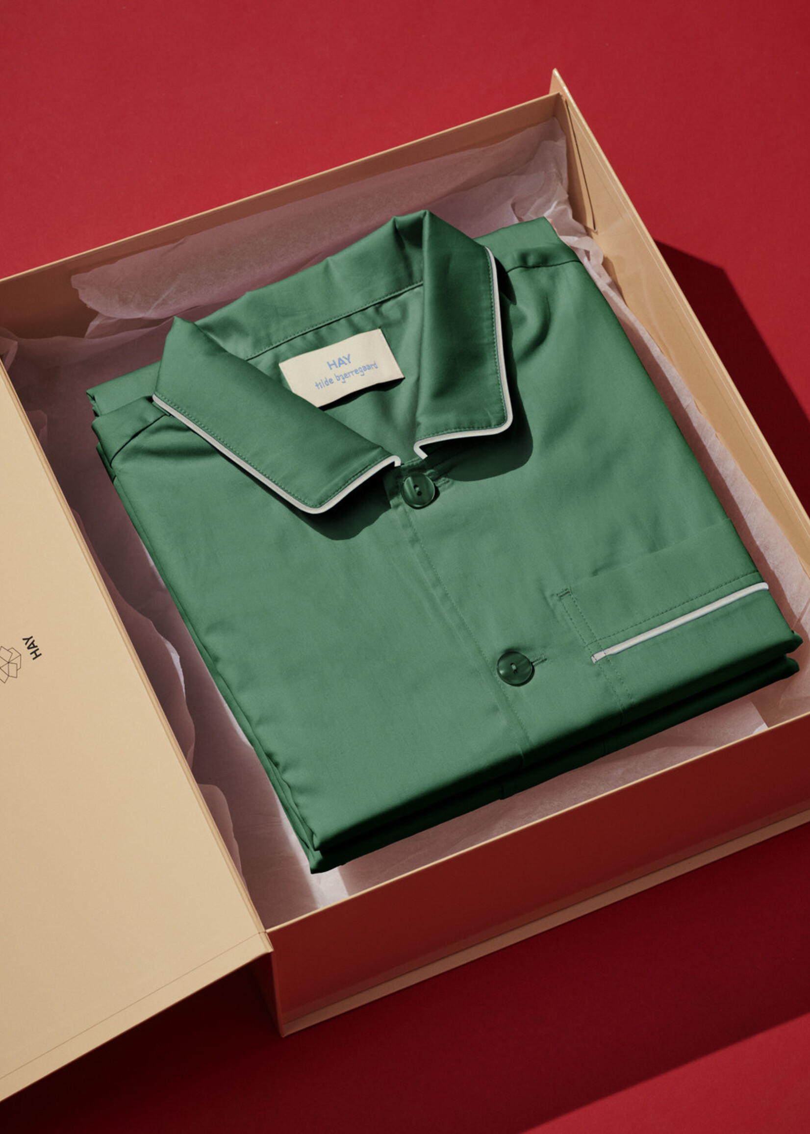 Hay Outline pyjama shirt - Emerald green