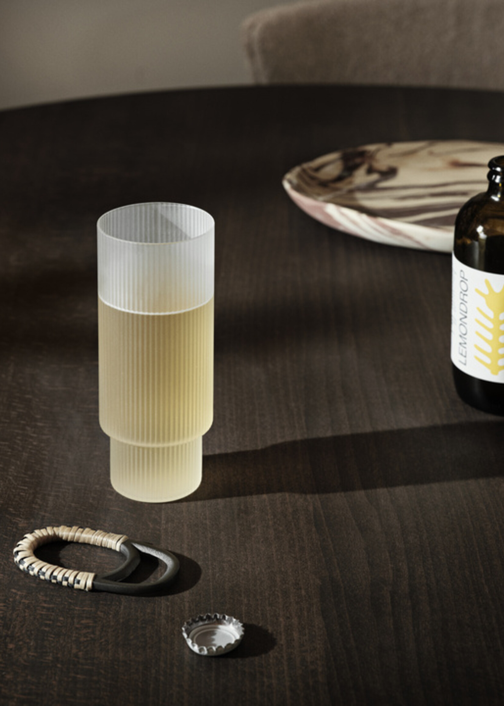 Ferm Ripple Long Drink Glasses - Set of 4 - Frosted