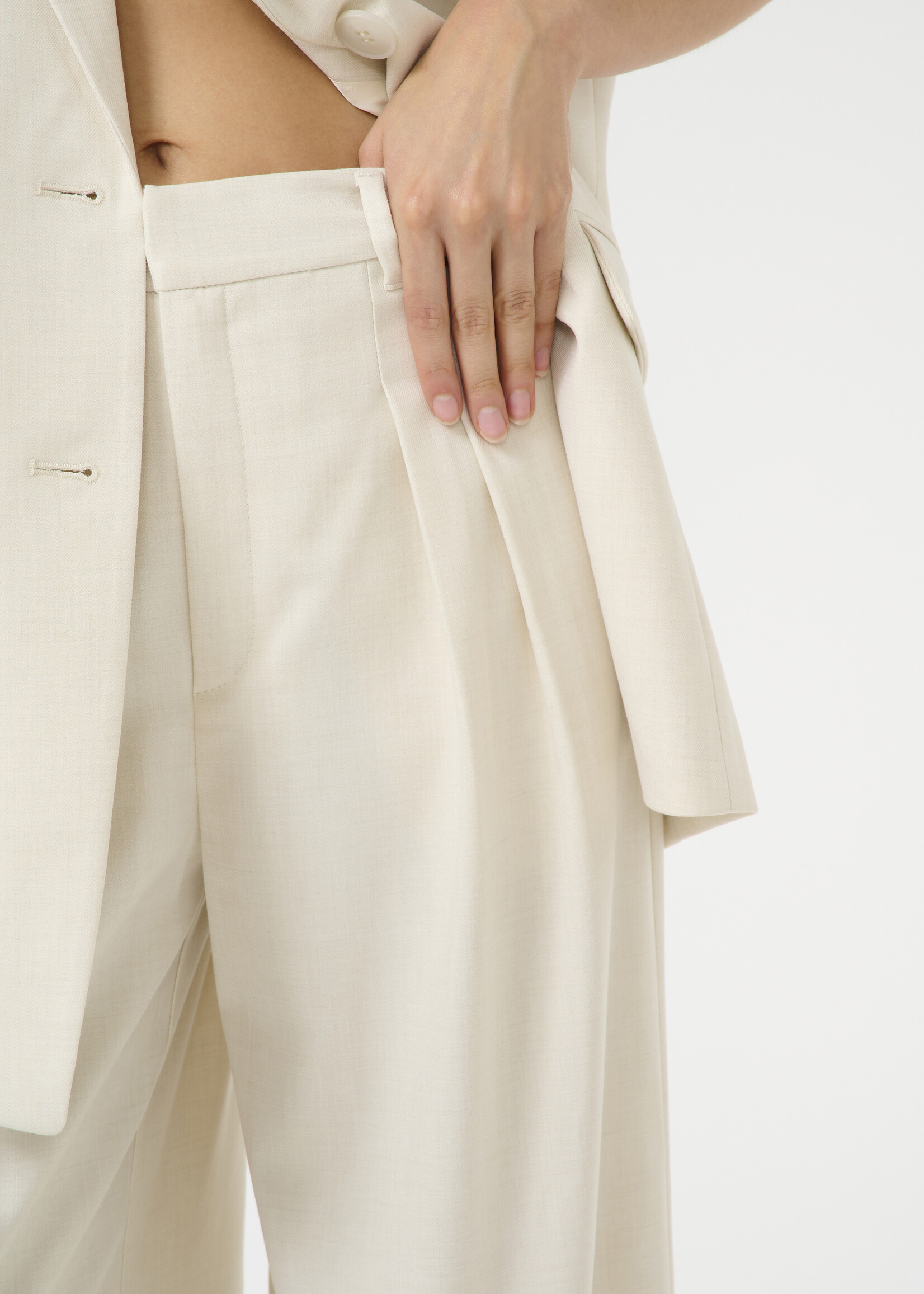 Gestuz GZseaver HW pants - Egret Melange